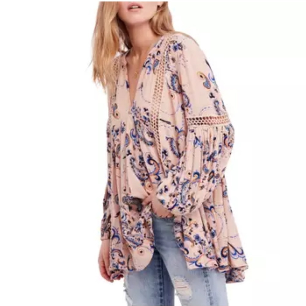 Free People just the Two of us Floral Tunic Top